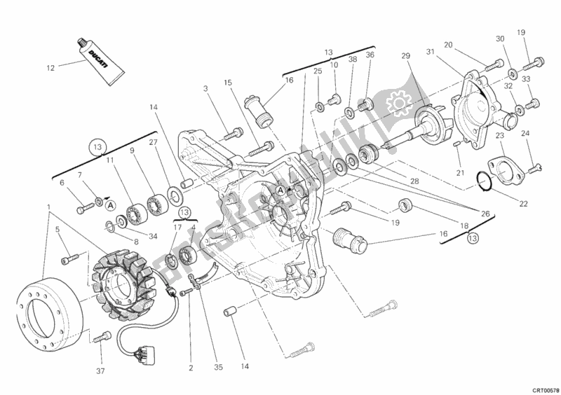 Alle onderdelen voor de Generator Deksel van de Ducati Multistrada 1200 USA 2011